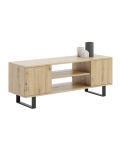 TV spintelė „FOCUS“, 135 cm, metalinės kojelės, ąžuolo „Artisan“ dekoras
