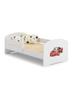 Vaikiška lova „LUK“ su čiužiniu, 160 × 80 cm, „Lenktyninis automobilis“, balta