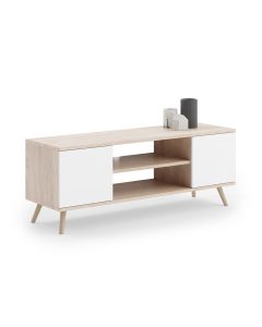 TV spintelė „FOCUS“, 155 cm, ąžuolo „Sonoma“ dekoras / Balta
