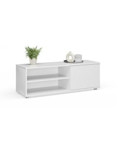 TV spintelė „VIVA“, 110 cm, medinės kojelės, balta