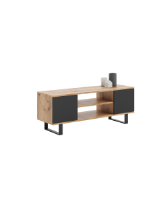 TV spintelė „FOCUS“, 135 cm, auksinio ąžuolo „Craft“ dekoras / Juoda