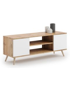 TV spintelė „FOCUS“, 135 cm, auksinio ąžuolo „Craft“ dekoras / Balta