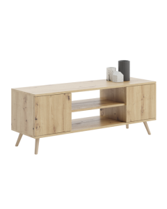 TV spintelė „FOCUS“, 135 cm, medinės kojelės, ąžuolo „Artisan“ dekoras