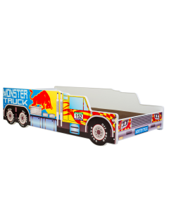 Vaikiška lova „Monster Truck“ su čiužiniu, 160 × 80 cm, įvairiaspalvė