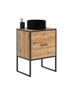 Vonios kambario spintelė praustuvui „AURA“, auksinio ąžuolo „Craft“ dekoras