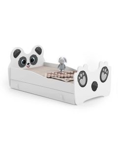 Vaikiška lova „PANDA“ su stalčiumi, su čiužiniu, 140 × 70 cm, balta