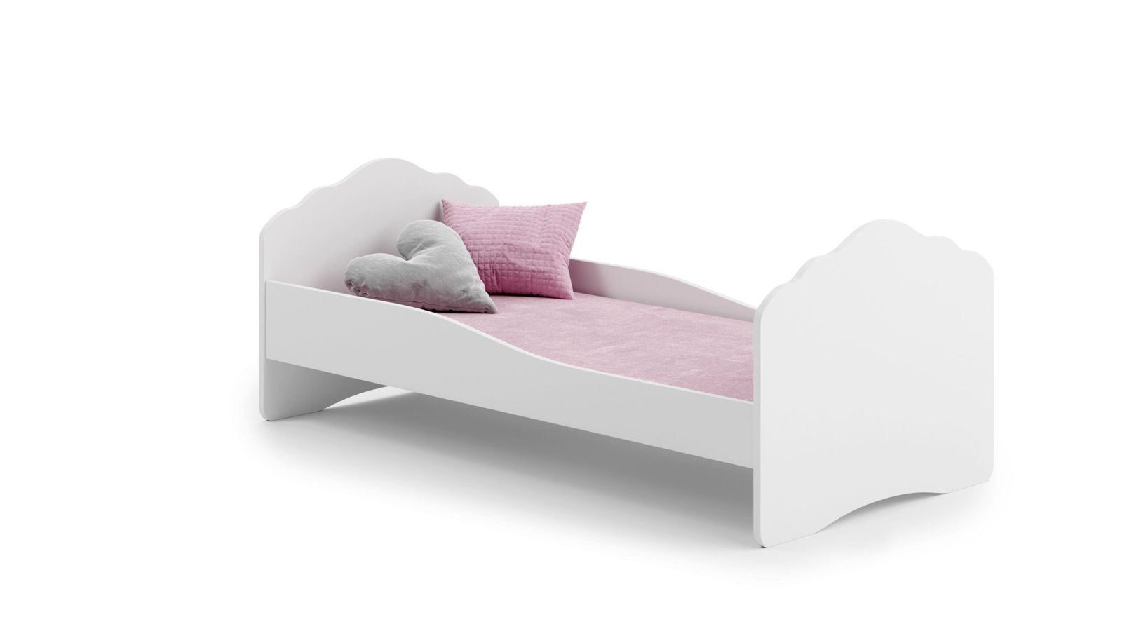 Balta vaikiška lova 160 × 80 cm su stalčiumi ir čiužiniu