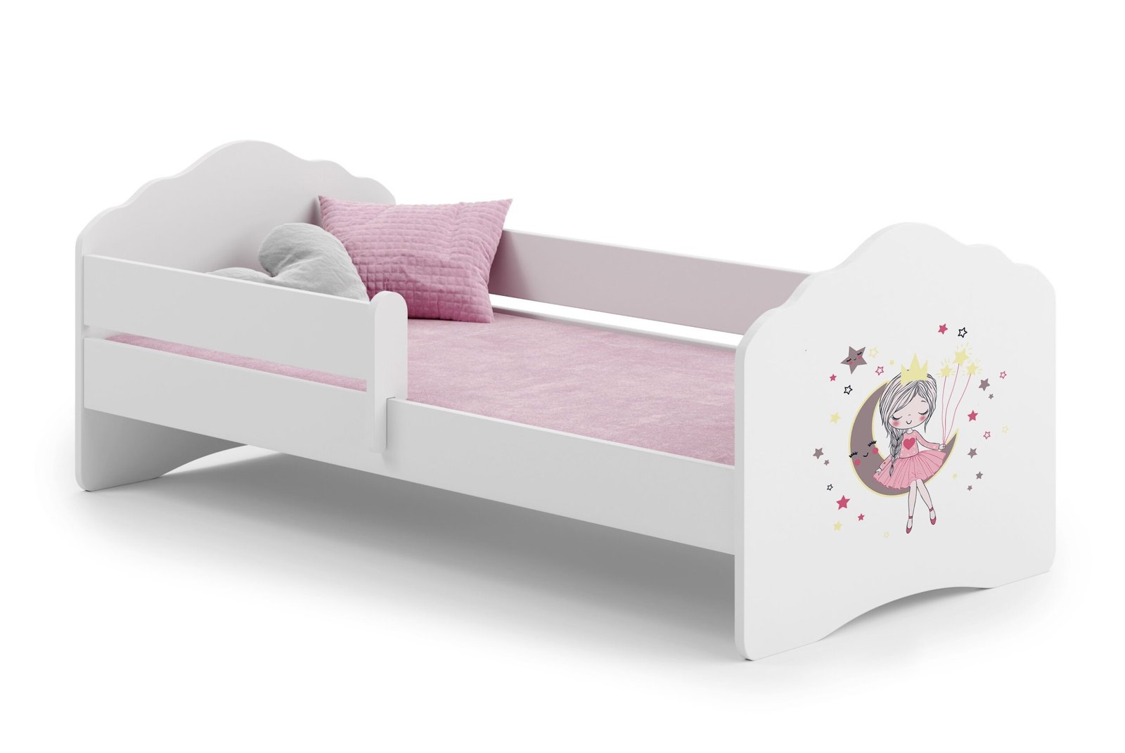 Balta vaikiška lova Miegančioji gražuolė 160 × 80 cm su čiužiniu
