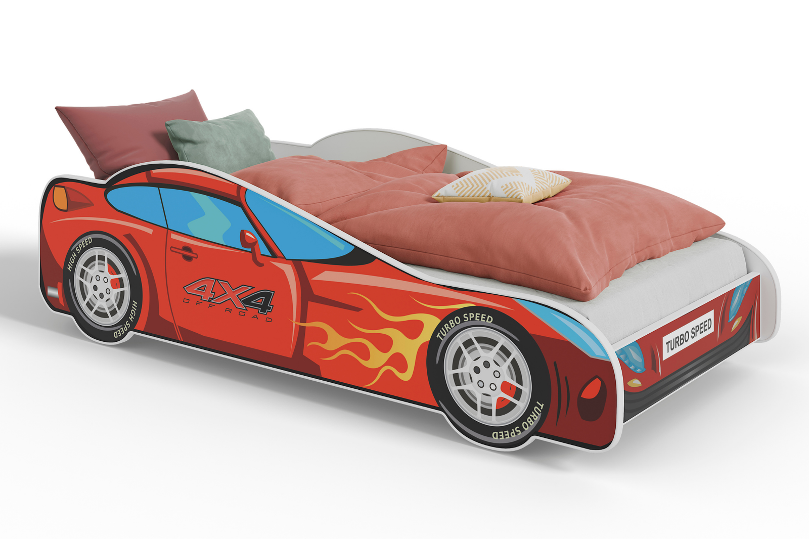 Vaikiška lova automobilis 160 × 80 cm su čiužiniu