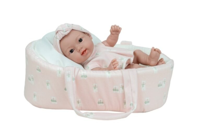 Arias lėlė kūdikėlis su rožine nešykle, 26 cm