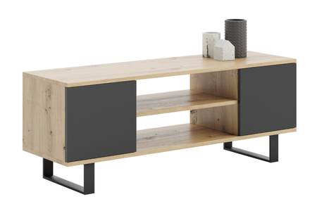 TV spintelė FOCUS 135 cm, ąžuolo ir juodos spalvų