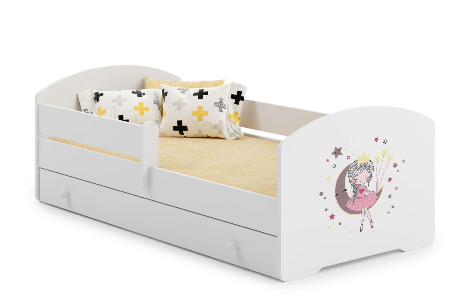 Vaikiška lova Miegančioji gražuolė 140 × 70 cm su stalčiumi ir čiužiniu