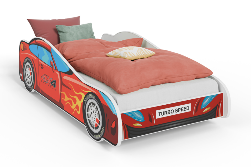 Vaikiška lova automobilis 140 × 70 cm su čiužiniu