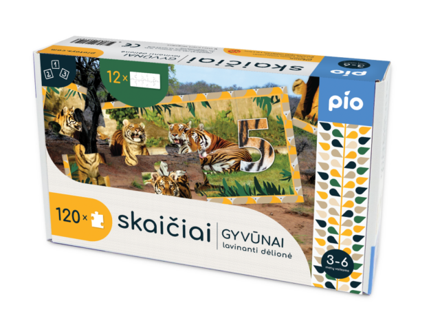 Lavinanti dėlionė SKAIČIAI - GYVŪNAI, 3-6 metų vaikams