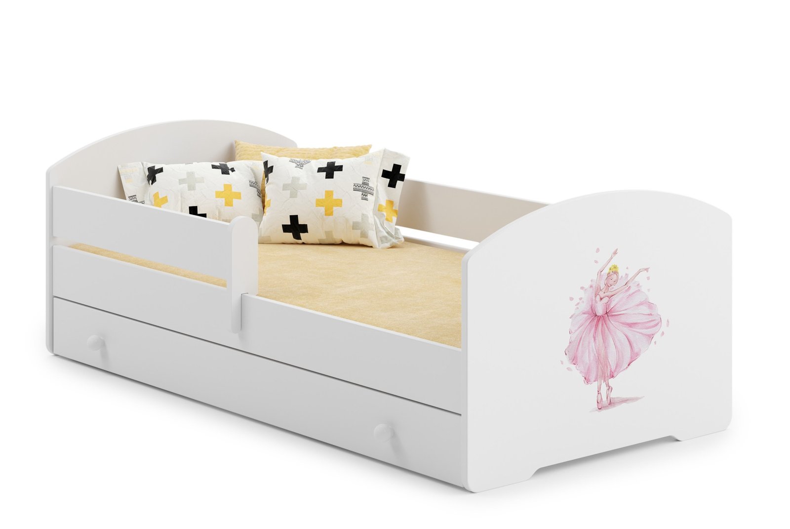 Vaikiška lova Princesė 160 × 80 cm su stalčiumi ir čiužiniu