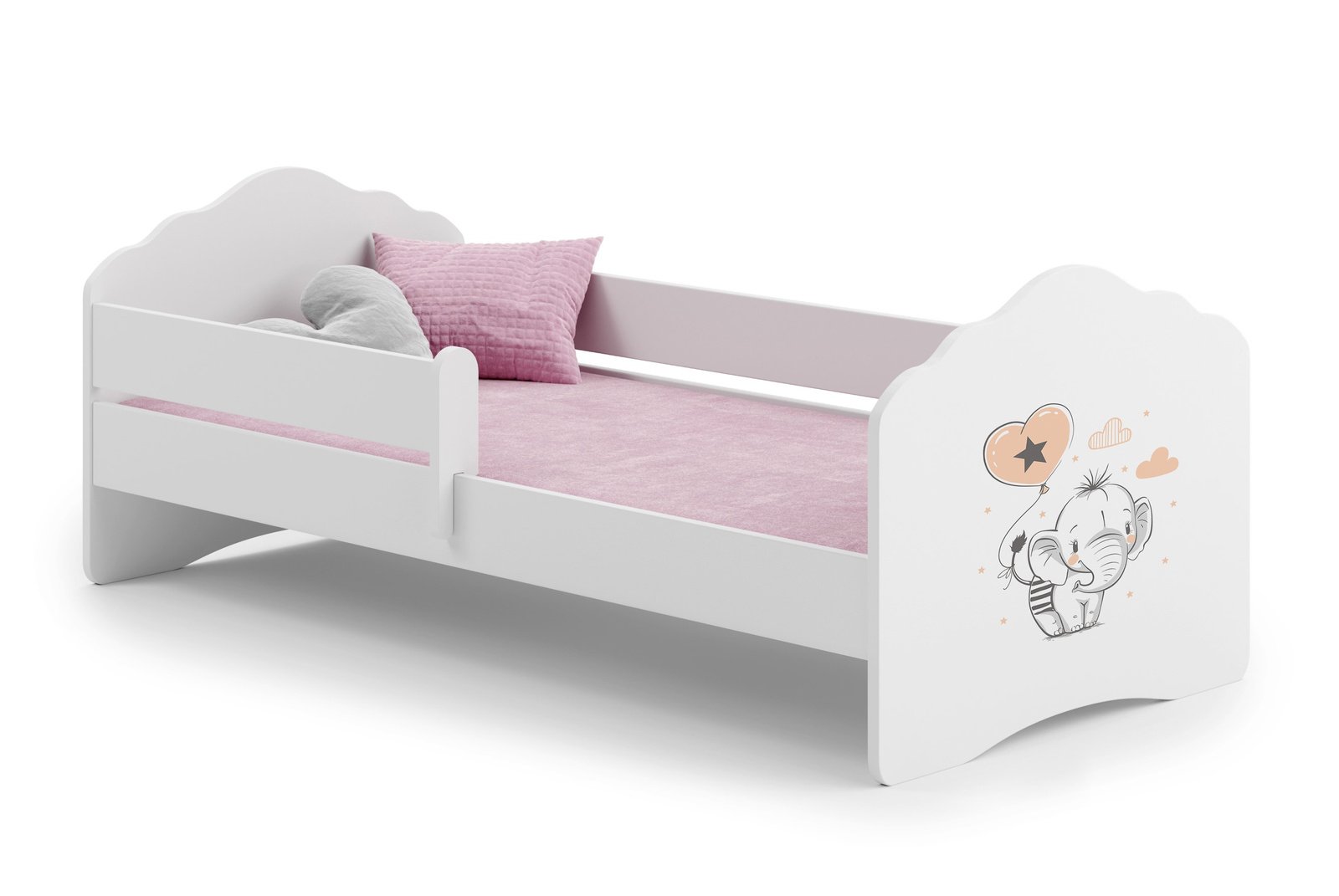 Vaikiška lova su dramblio dizainu 160 × 80 cm su čiužiniu