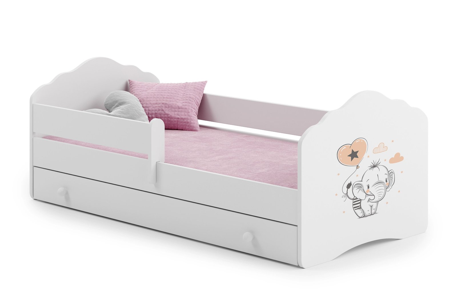 Vaikiška lova Drambliukas 140 × 70 cm su stalčiumi ir čiužiniu
