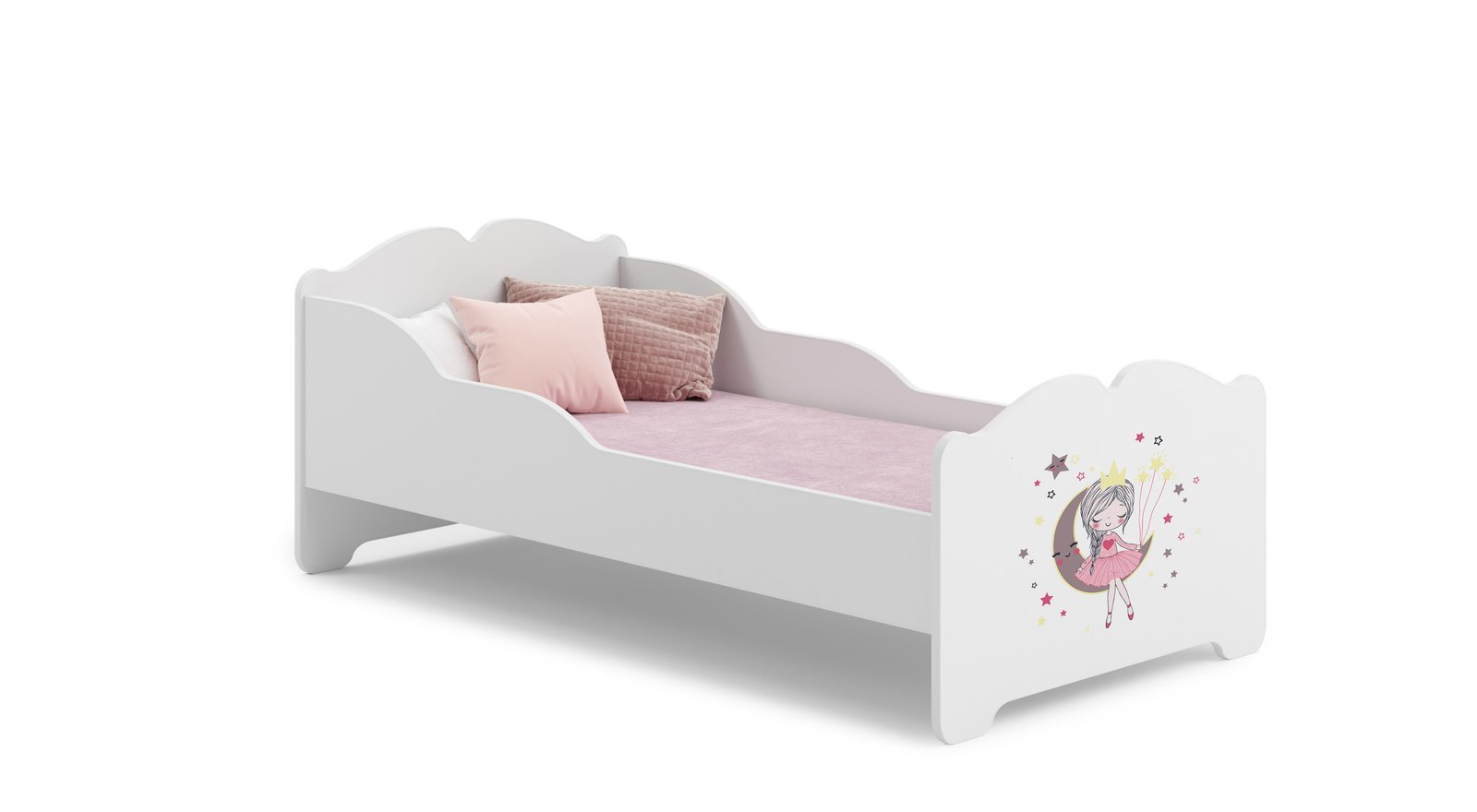 Balta vaikiška lova Miegančioji gražuolė 160 × 80 cm su čiužiniu