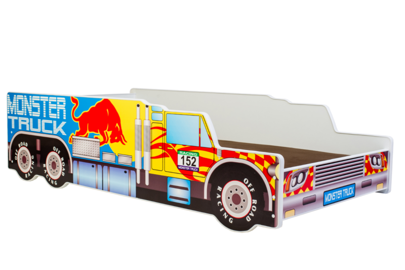 Vaikiška lova automobilis Monster Truck 160 × 80 cm su čiužiniu