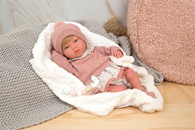 Reborn lėlytė rausvais rūbeliais, 40 cm